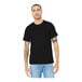 A man wearing a Bella + Canvas black ring-spun cotton/poly blend t-shirt.