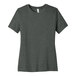 A Bella + Canvas women's deep heather grey customizable short sleeve t-shirt with a small white logo.