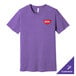 A heather purple Bella + Canvas t-shirt with a logo on it.