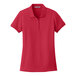 A Port Authority rich red short sleeve polo shirt for women.