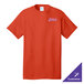 An orange Port & Company short sleeve t-shirt with a logo on it.