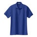 A royal blue Port Authority women's short sleeve polo shirt with a collar.