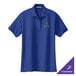 A royal blue Port Authority women's polo shirt with a green logo.