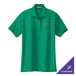 A Kelly green Port Authority polo shirt with a logo on it.