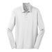 A white Port Authority long sleeve polo shirt.