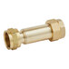 A brass Watts threaded union for a water pipe.