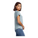An extra-large women's AllMade blue short sleeve tee with a scoop neck.