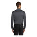 A man wearing a Port Authority steel gray long sleeved polo shirt.