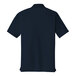 A back view of a navy Port Authority polo shirt with a collar.