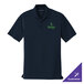 A navy blue Port Authority polo shirt with a green logo on the chest.