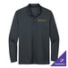A Nike anthracite long sleeve polo shirt with gold embroidery.