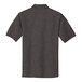 A back view of a medium Port Authority charcoal heather gray polo shirt.