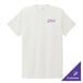 A white AllMade t-shirt with purple text.