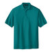 A teal green Port Authority® silk touch pique polo shirt.