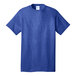 A Port & Company heather royal blue short sleeve t-shirt.