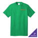 A Clover Green Port & Company short sleeve t-shirt with orange text on it.