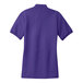 A Port Authority purple short sleeve polo shirt for women.