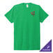 A green AllMade tri-blend t-shirt with a logo on it.