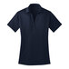 A navy Port Authority women's short sleeve polo shirt with a collar.