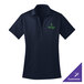 A navy Port Authority women's polo shirt with a green logo.