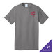 A medium gray Port & Company T-shirt with a logo on it.