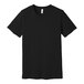 A Bella + Canvas black customizable t-shirt with a white logo on it.