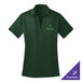 A dark green Port Authority women's silk touch polo shirt with a logo on it.