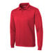 A red long sleeve polyester polo shirt.