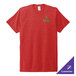 A red AllMade customizable t-shirt with a logo on it.