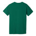 A heather grass green Bella + Canvas t-shirt with a white logo on the back.