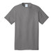 A Port & Company medium gray cotton T-shirt.