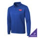 A True Royal blue Sport-Tek long sleeve polo shirt with a logo on the front.