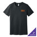 A dark gray heather Bella + Canvas T-shirt with orange text that says "pickle"