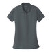A women's graphite Port Authority polo shirt.
