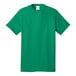 A green Port & Company short sleeve t-shirt with a white label.