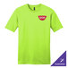 A lime green District short sleeve t-shirt with a logo on it.