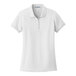 A white Port Authority women's short sleeve polo shirt.