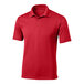 A red polyester polo shirt with a collar.