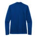 A women's blue long sleeve polo shirt.