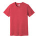 A Bella + Canvas heather red t-shirt with a white collar.