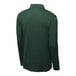 A back view of a small forest green Sport-Tek long sleeve polo shirt on a mannequin.