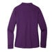 A Port Authority women's long sleeve purple polo shirt.