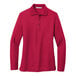 A red Port Authority long sleeve polo shirt.