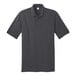 A Port & Company charcoal polo shirt with short sleeves.