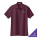 A maroon Port Authority polo shirt with green embroidery.