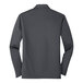 The back of a steel gray Port Authority long sleeve polo shirt.