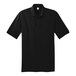 A Port & Company black polo shirt with short sleeves.