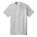 A grey Port & Company T-shirt with a blue label.