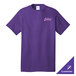 A purple Port & Company short sleeve t-shirt with a customizable white logo.