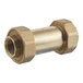 A brass Watts 1/2" FNPT union x FNPT union check valve with a nut.